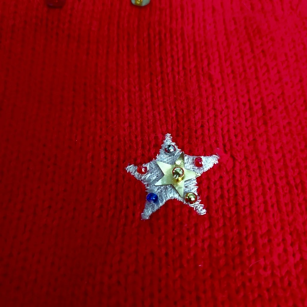 Zack & Zoey RED Holiday Star Dog Sweater Sequins Star Sequins‎ Size SMALL